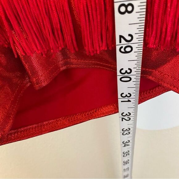 Weissman Dance dress red sequin fringe costume Queen Of The World 9034 MA - Picture 8 of 11